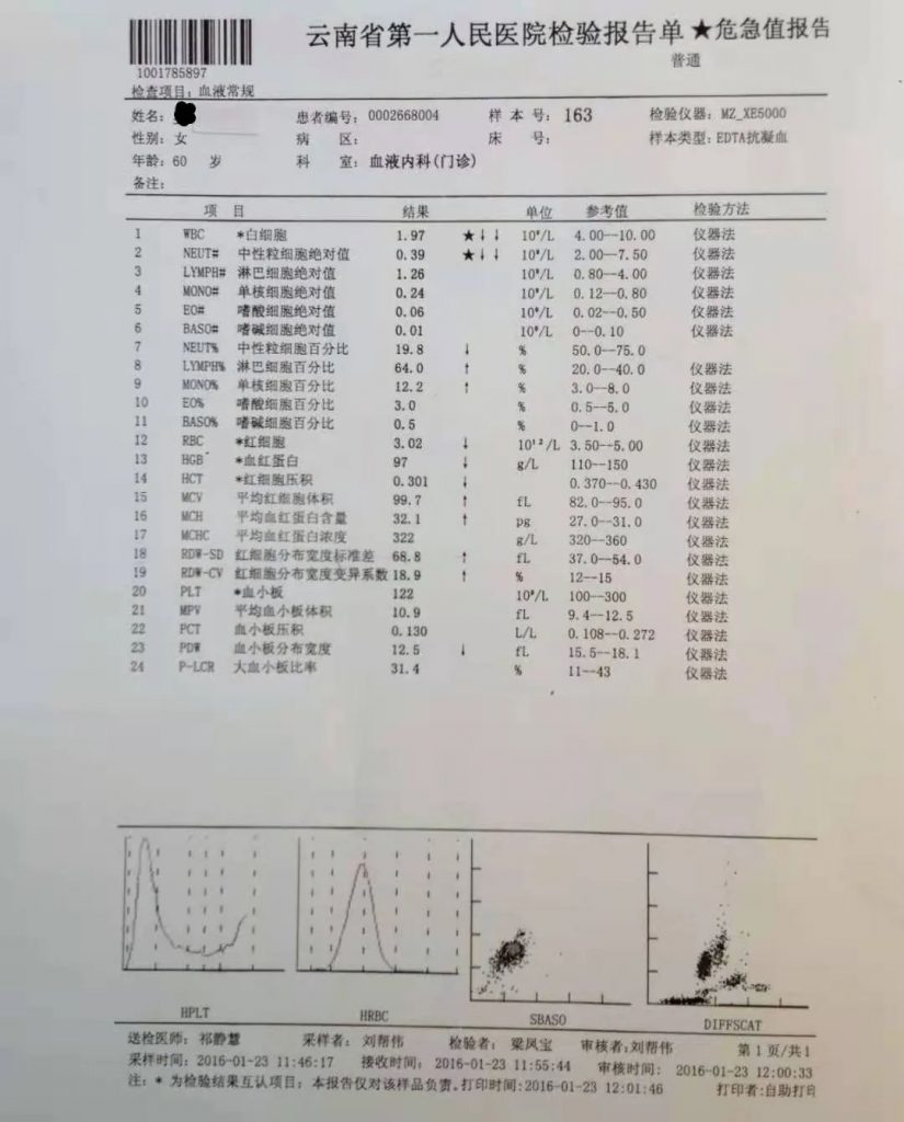 白血病化验单图片