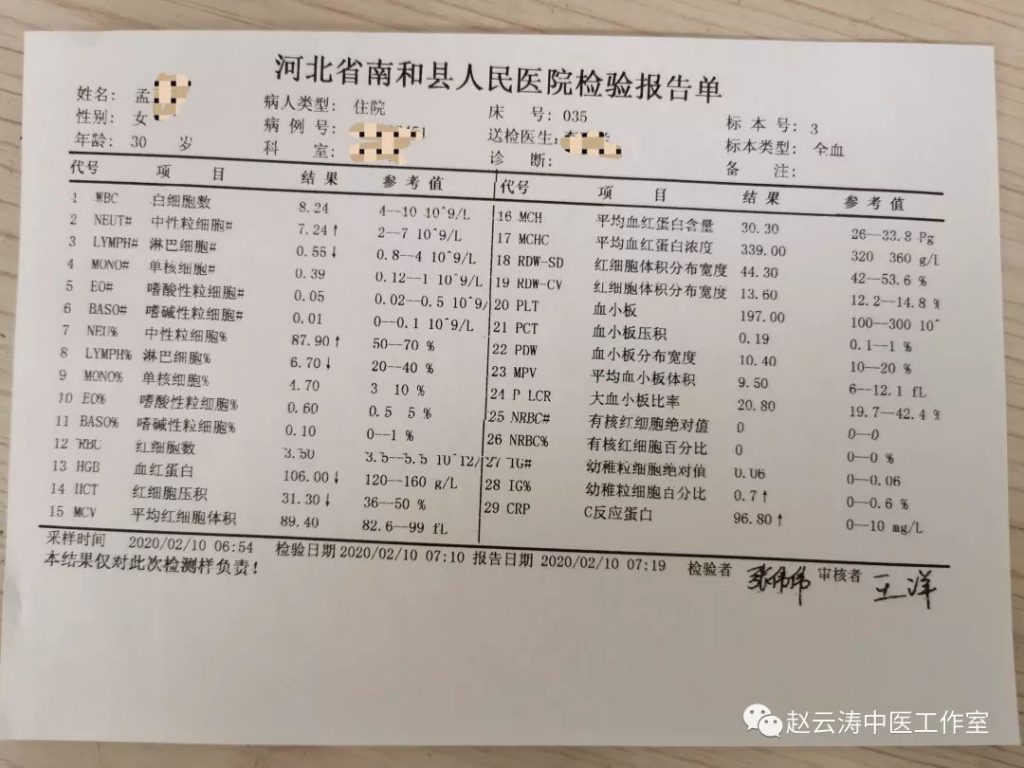 邢台赵云涛中医工作室：中医治疗产后不明原因高热（抗生素无效）案例分享